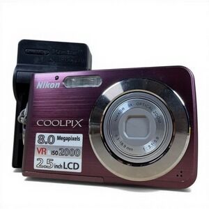 Nikon Coolpix S210 8.0MP Digital Camera Bundle Plum w/ Charger + Battery Tested